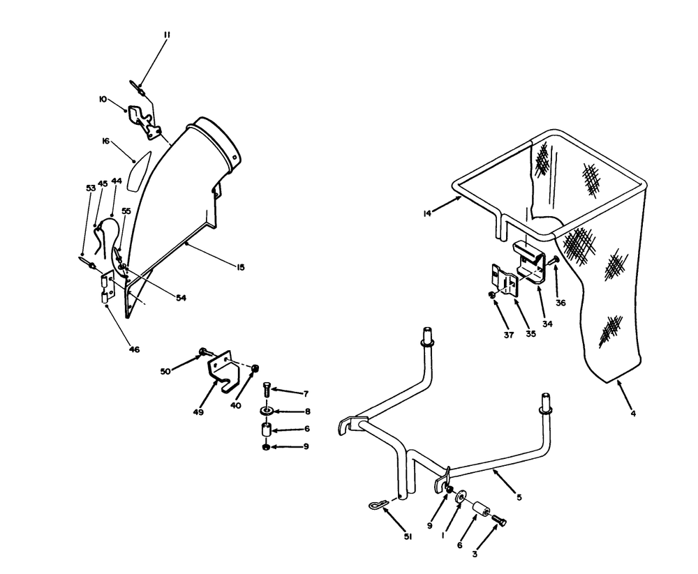 Bag & Frame Assembly Diagram and Parts List for 07-38BS01 2000001 - 2999999 Toro Lawn Tractor Accessories
