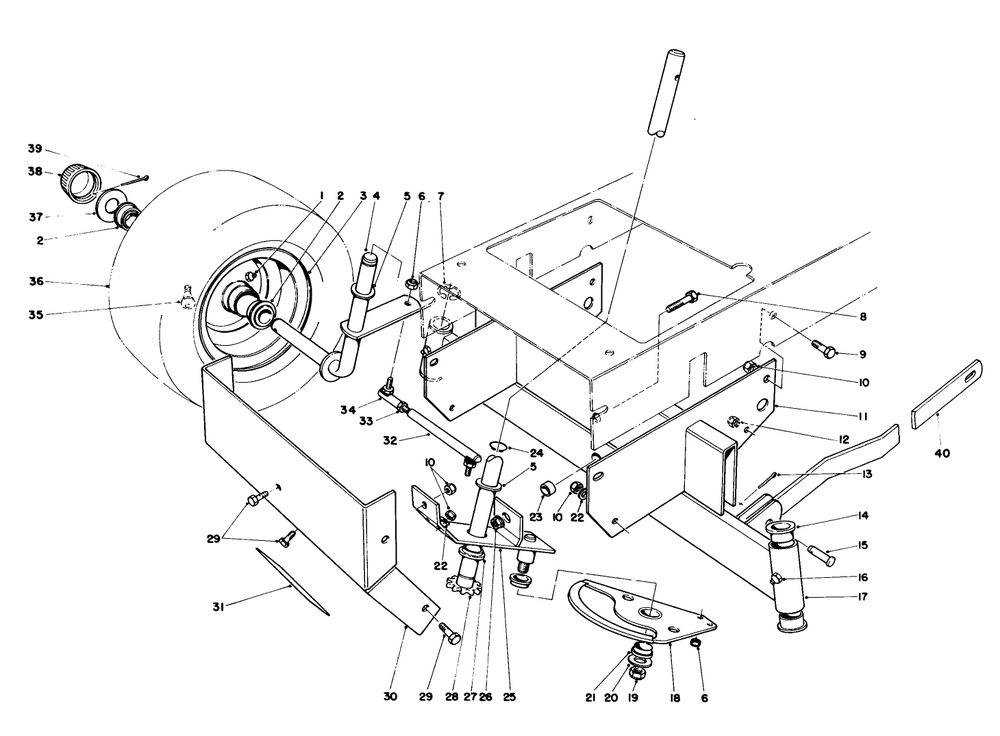 Front Axle Assembly Diagram and Parts List for 56155 5000001 - 5999999 Toro Lawn Tractor