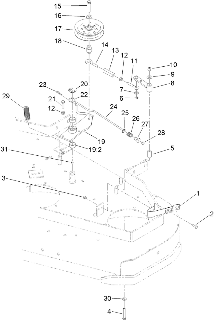 Idler Assembly Diagram and Parts List for 39638 (315000001-315999999)(2015) Toro Lawn Mower