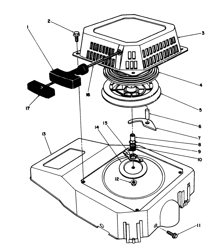 Recoil Assembly (Model No. Vmj8) Diagram and Parts List for 20622 0000001 - 0003101 Toro Lawn Mower