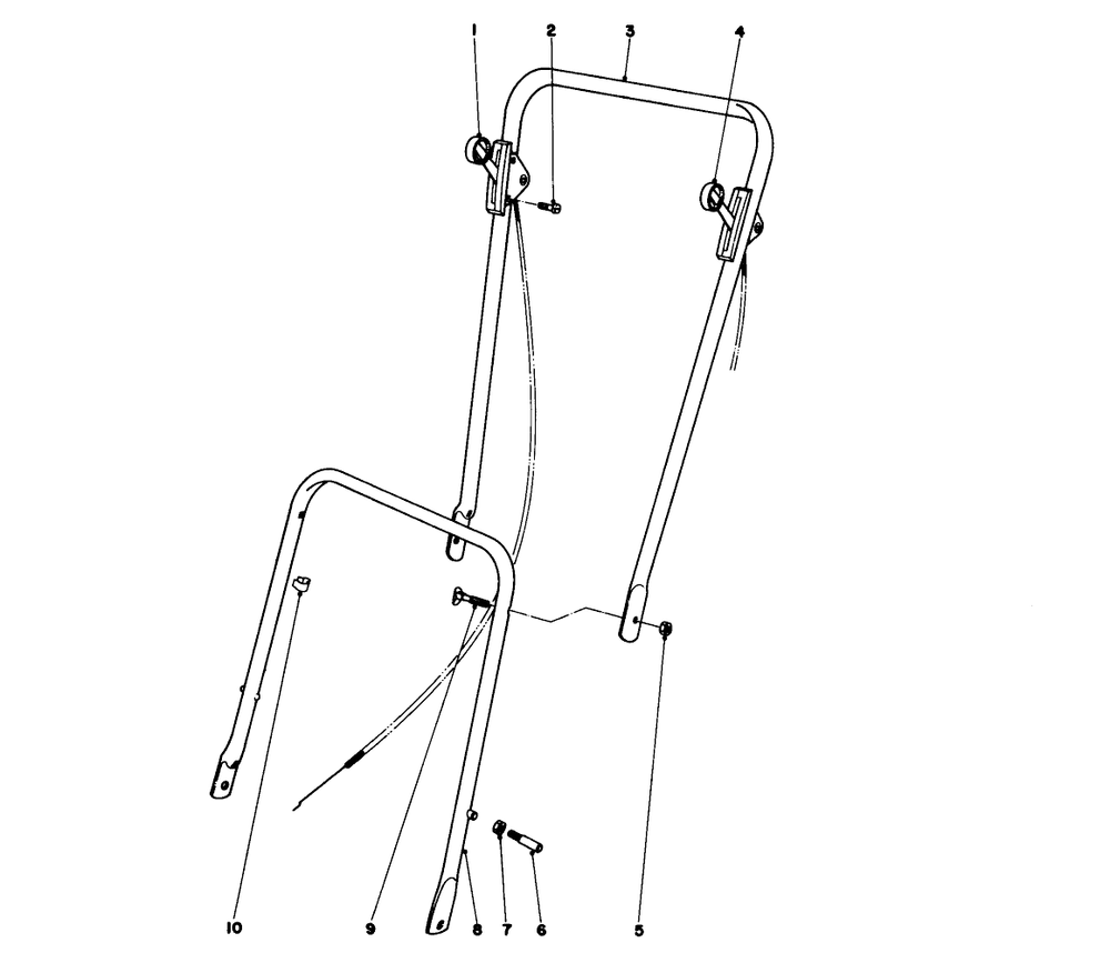 Handle Assembly Diagram and Parts List for 16255 4000001 - 4999999 Toro Lawn Mower