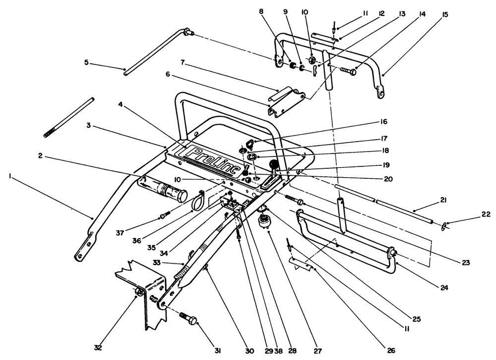 Handle Assembly Diagram and Parts List for 30106 0000001 - 0999999 Toro Lawn Tractor Accessories