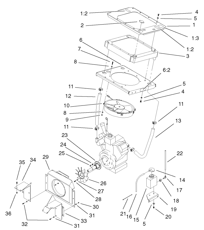 Engine Assembly 1 Diagram and Parts List for 74213 (220000001-220999999)(2002) Toro Lawn Mower