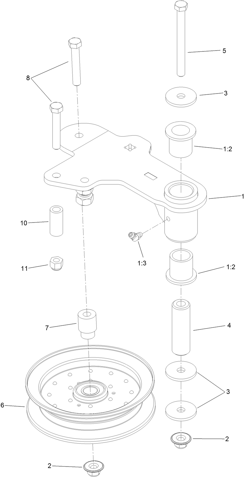 Idler Assembly Diagram and Parts List for 74145 (314000001-314999999)(2014) Toro Lawn Mower
