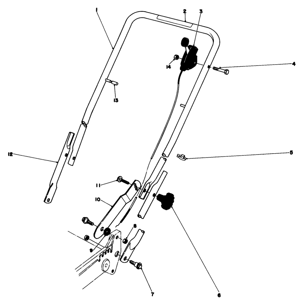 Handle Assembly Diagram and Parts List for 20610 0000001 - 0999999 Toro Lawn Mower