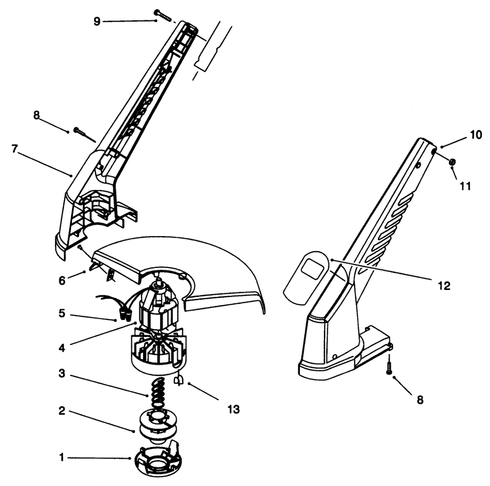 Motor & Housing Assembly Diagram and Parts List for 51446 69000001 - 69999999 Toro Trimmer