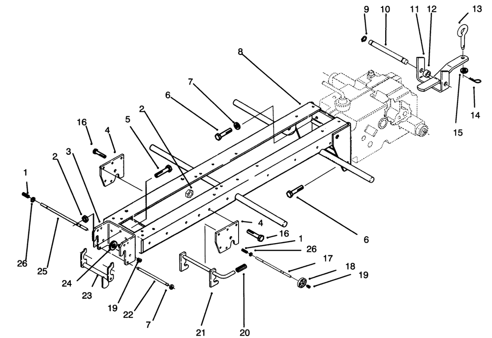 Frame & Hitches Diagram and Parts List for 73380 4900001 - 4999999 Toro Lawn Tractor