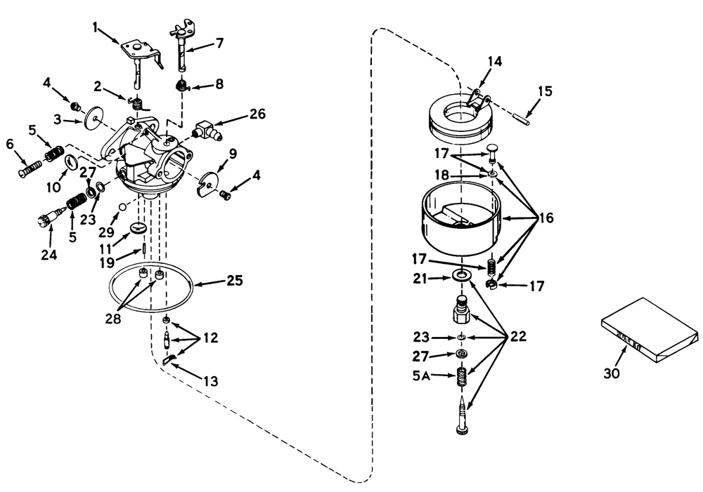 Carburetor No. 631581 Diagram and Parts List for 18215 0000001 - 0999999 Toro Lawn Mower