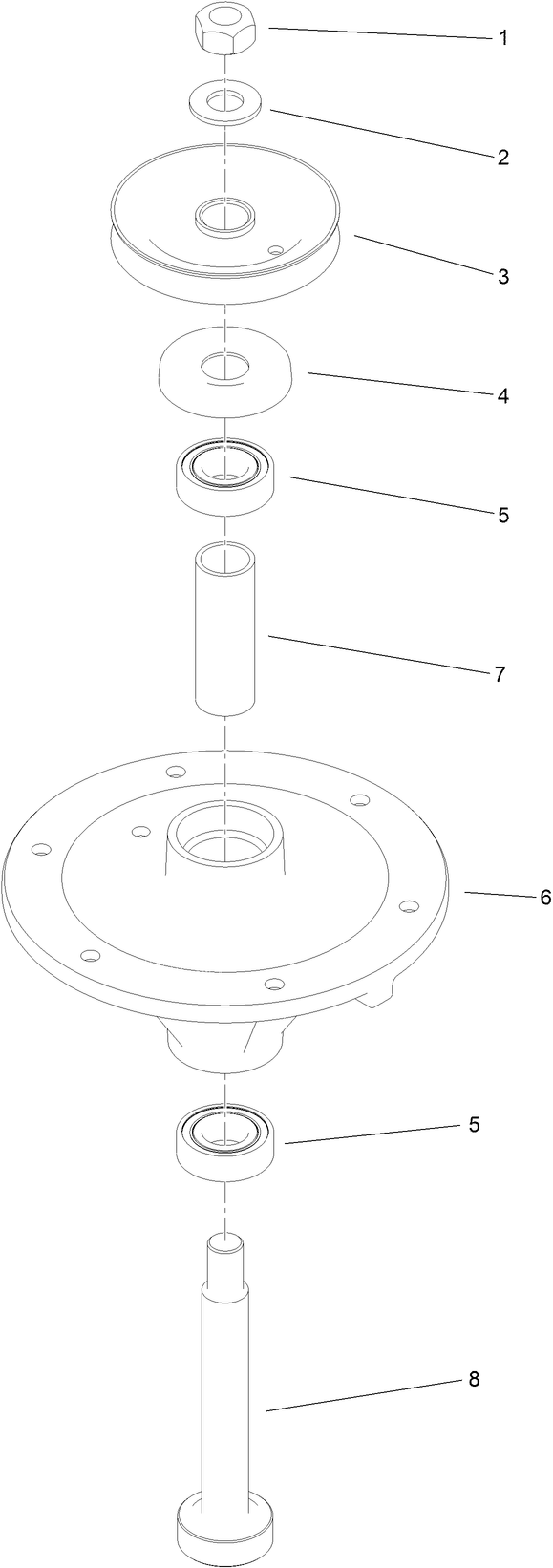 Spindle Assembly No. 117-7640 Diagram and Parts List for 74536TE 413000000 - 417999999 Toro Lawn Tractor