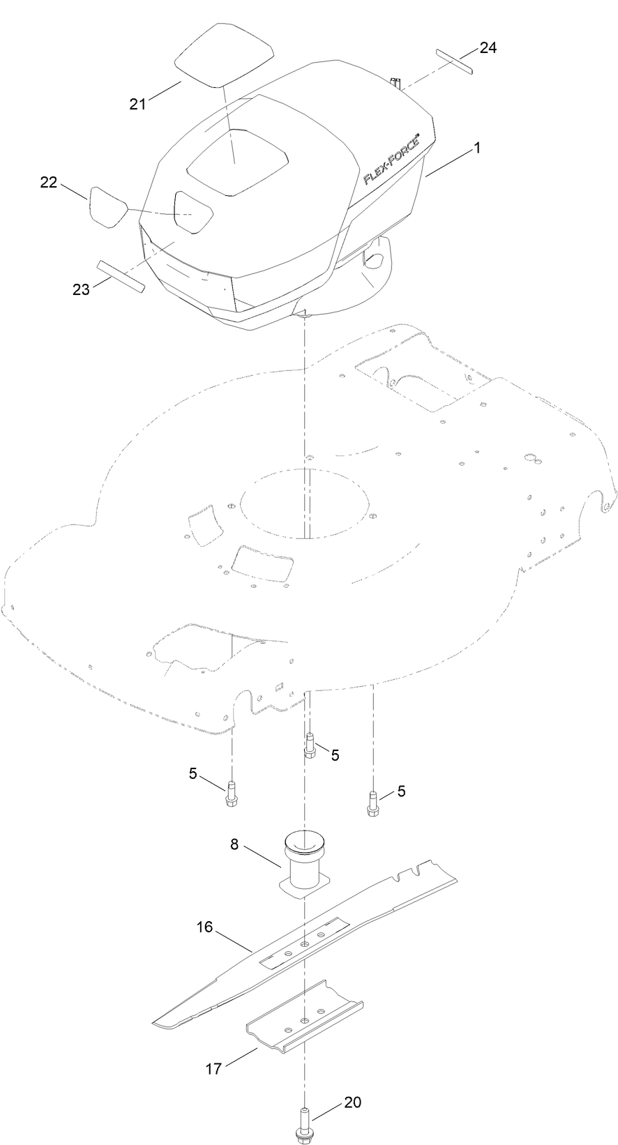 Blade Drive Assembly Diagram and Parts List for 21466 412374189 - 999999999 Toro Lawn Mower