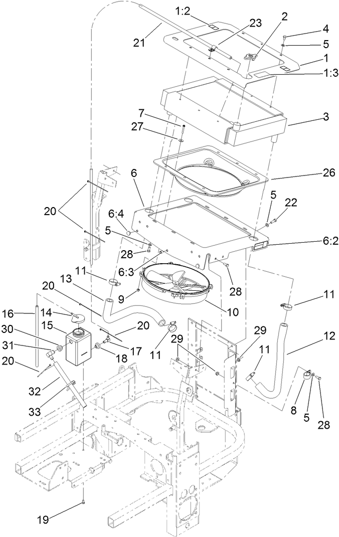 Cooling System Assembly Diagram and Parts List for 74265TE (313000001-313999999)(2013) Toro Lawn Mower