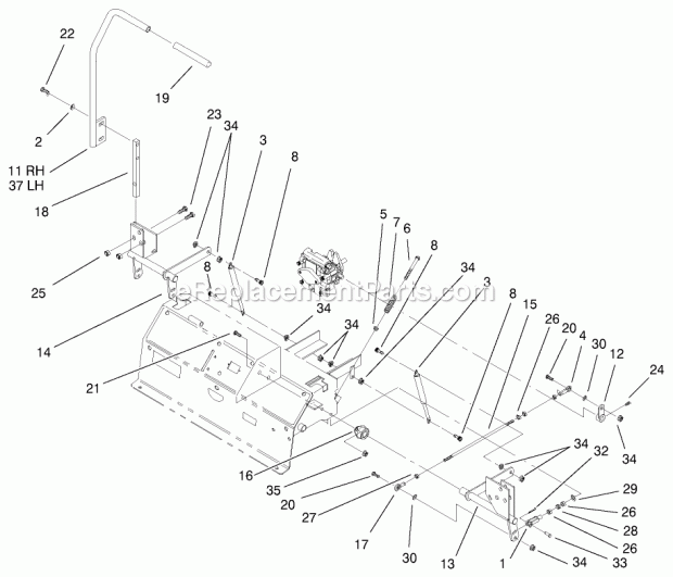 Control Panel Assembly Diagram and Parts List for 74219 200000001-200999999 Toro Lawn Mower