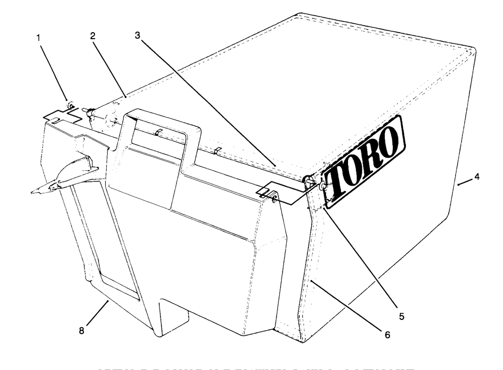 Grass Bag Assembly No. 11-0189 Diagram and Parts List for 20764BC 59000001 - 59999999 Toro Lawn Mower