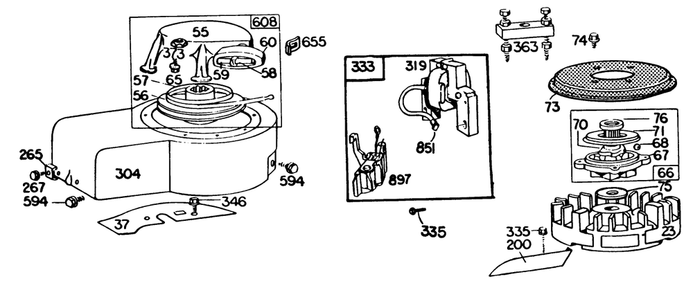 Engine Briggs & Stratton Model 131922-0163-01 Diagram and Parts List for 22020 3000001 - 3999999 Toro Lawn Mower
