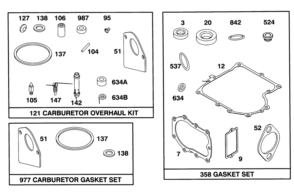 Engine Briggs & Stratton Model 254707-0128-01 Diagram and Parts List for 71200 3900001 - 3999999 Toro Lawn Tractor