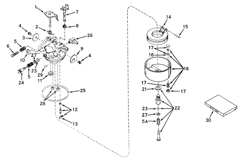 Carburetor No. 631242 (21" S.P. Only) Diagram and Parts List for 18221 8000001 - 8999999 Toro Lawn Mower