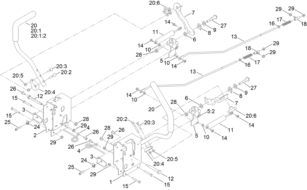 Control Assembly Diagram and Parts List for 76401 417360000 - 417519999 Toro Lawn Tractor