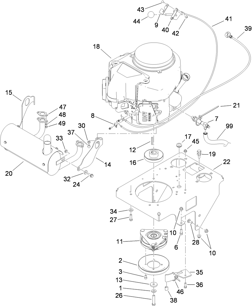 Engine Assembly Diagram and Parts List for 74536TE (310000001-310999999)(2010) Toro Lawn Mower