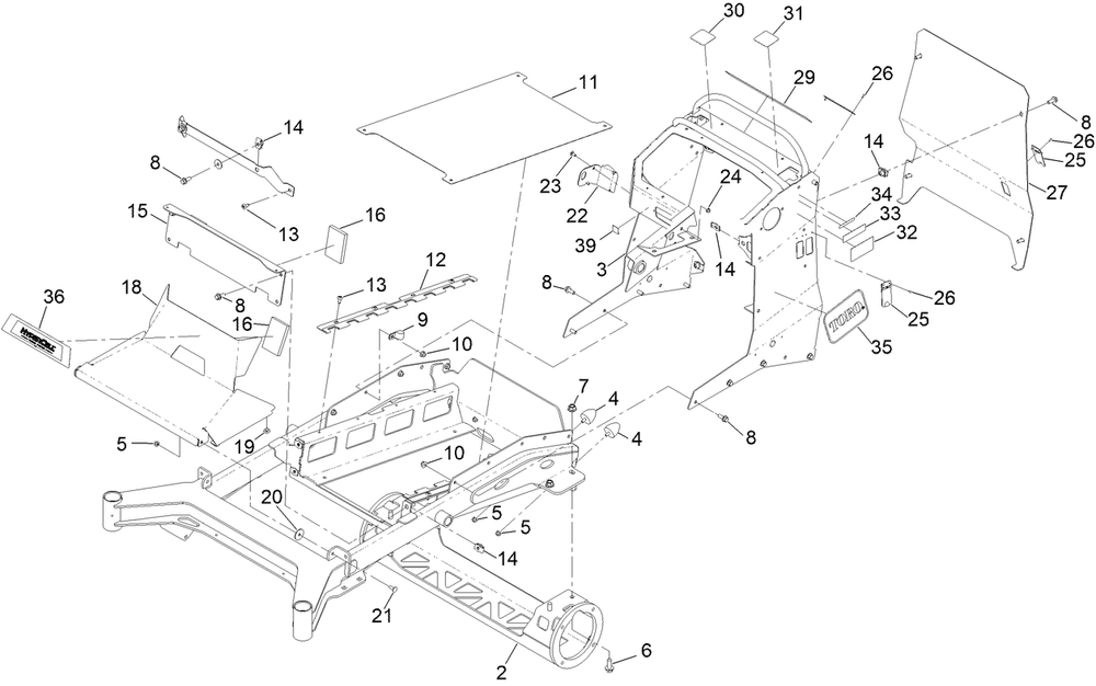 Frame Assembly Diagram and Parts List for 18560 400000000 - 412799999 Toro Lawn Mower