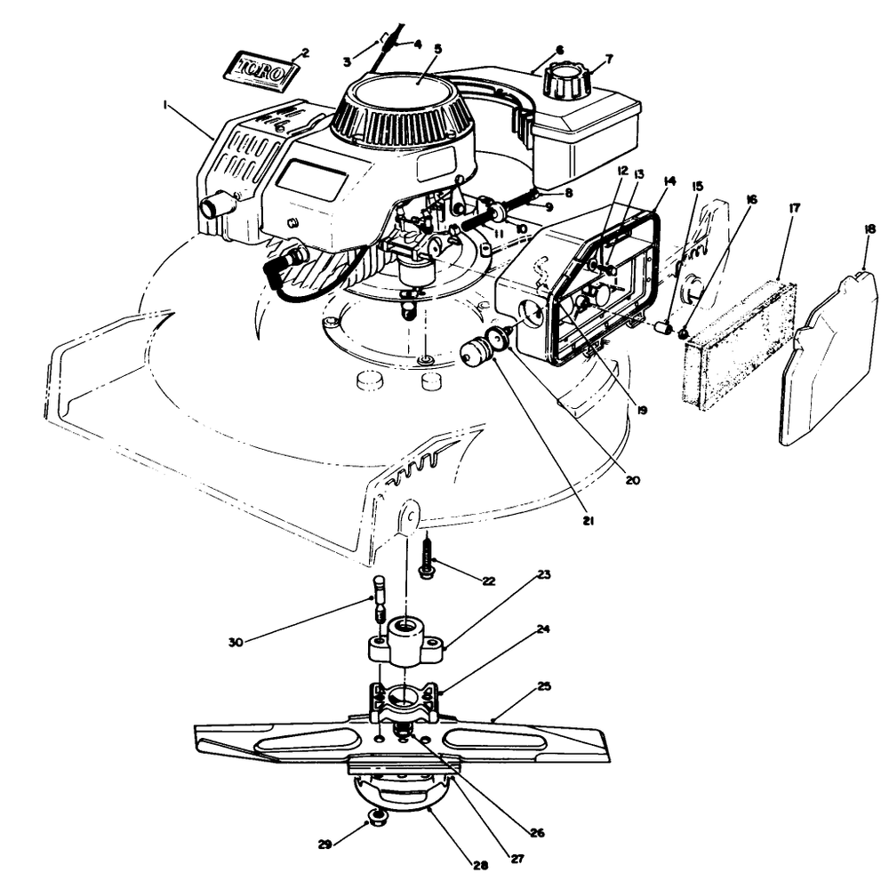 Engine Assembly (Serial No. 2000001-2005000) Diagram and Parts List for 20329 2000001 - 2999999 Toro Lawn Mower