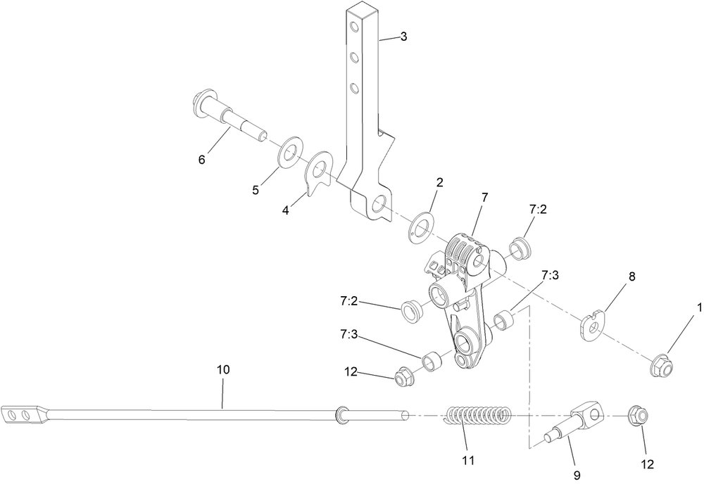 Left And Right Control Arm Assembly Diagram and Parts List for 74010HD 417200000 - 418028709 Toro Lawn Tractor