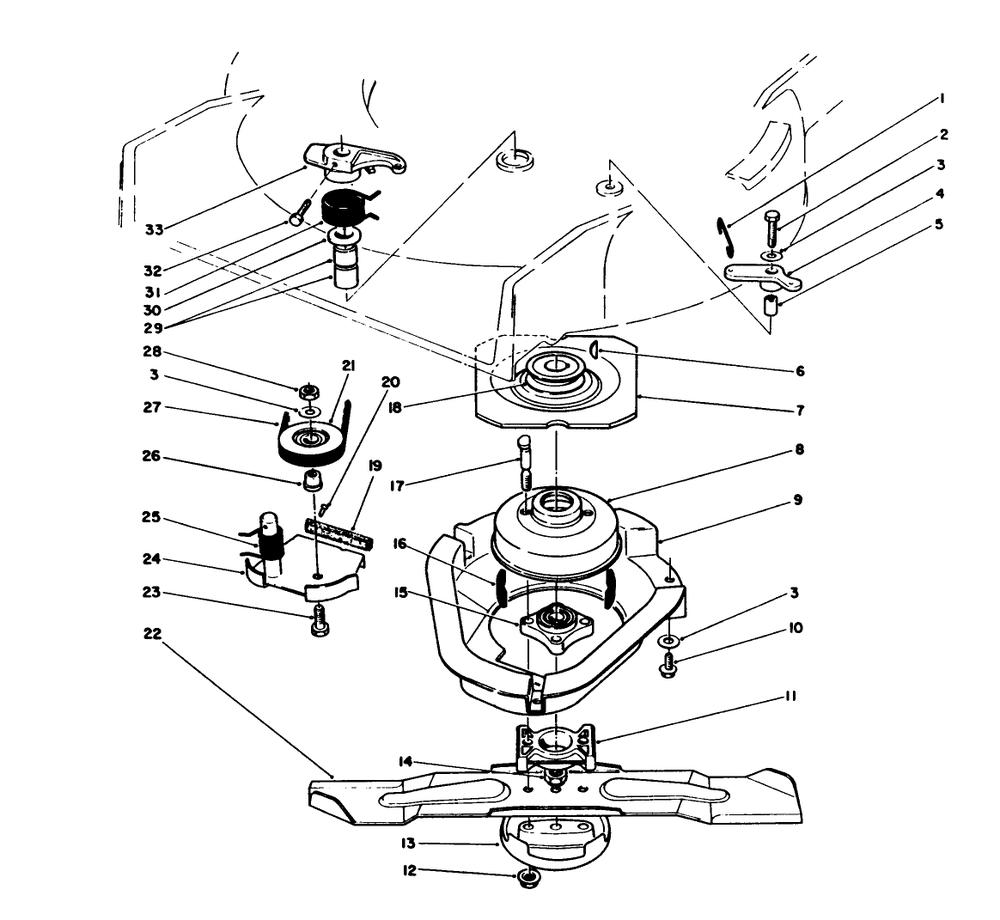 Blade Brake Clutch Assembly Diagram and Parts List for 20622 0000001 - 0003101 Toro Lawn Mower
