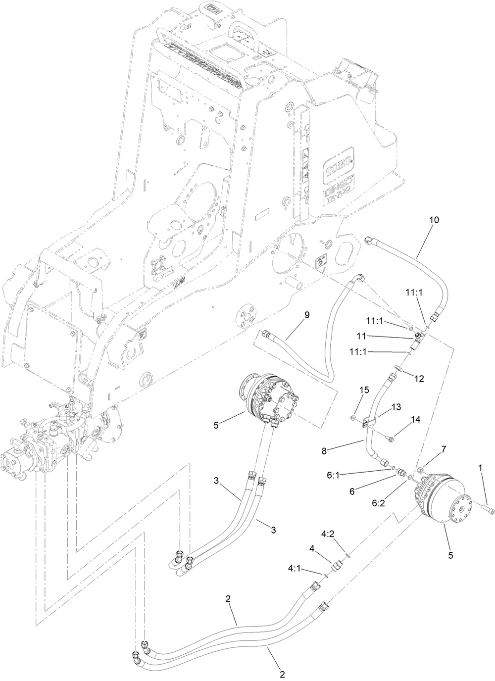 Traction Hydraulic Assembly Diagram and Parts List for 22352 412900000 - 999999999 Toro Lawn Tractor Accessories
