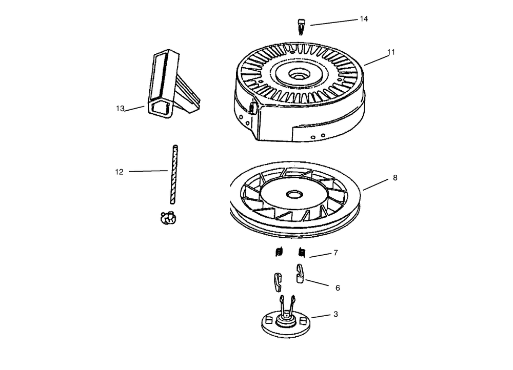 Recoil Starter No. 590743 Diagram and Parts List for 38170 8900001 - 8999999 Toro Snow Blower