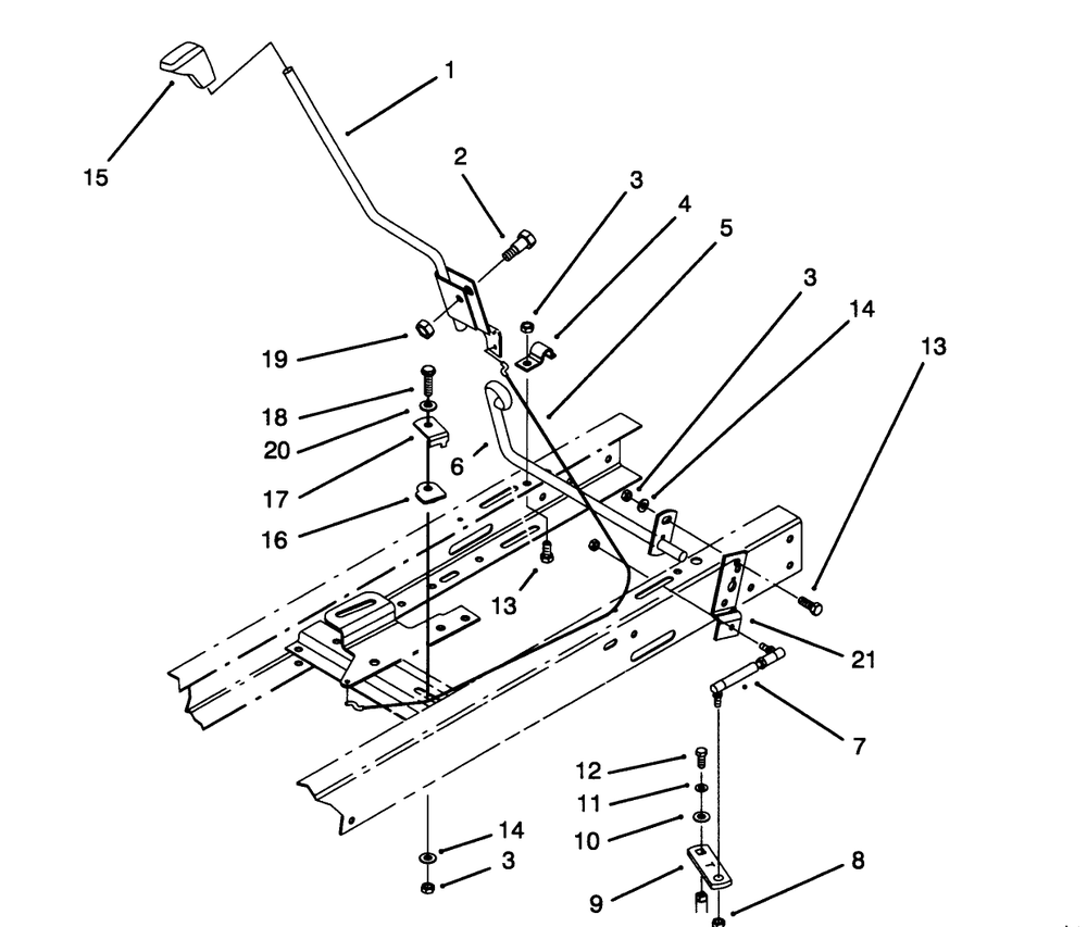 Shift Assembly Diagram and Parts List for 71202 4900001 - 4999999 Toro Lawn Tractor
