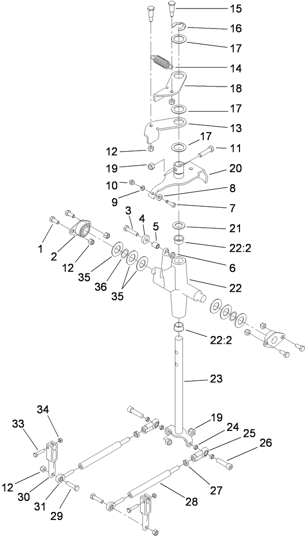 Traction Control Assembly Diagram and Parts List for 22323G 400000000 - 401799999 Toro Lawn Tractor Accessories