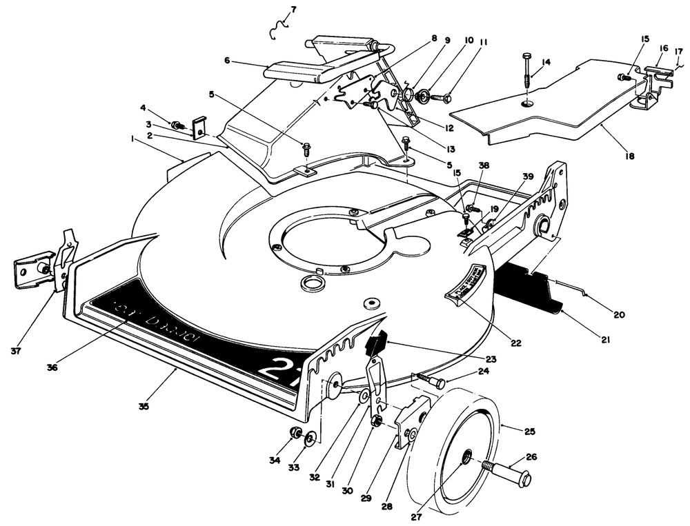 Housing Assembly Diagram and Parts List for 20684 7000001 - 7999999 Toro Lawn Mower