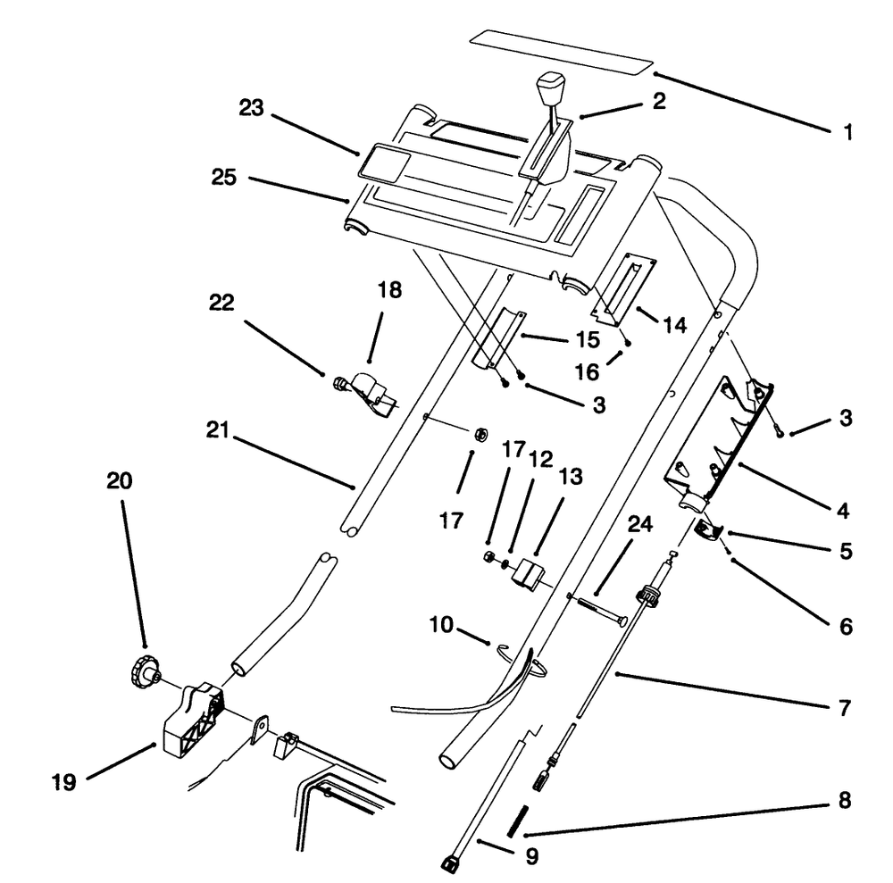Handle Assembly (Model No. 20807bc Only) Diagram and Parts List for 20802BC 5900001 - 5999999 Toro Lawn Mower