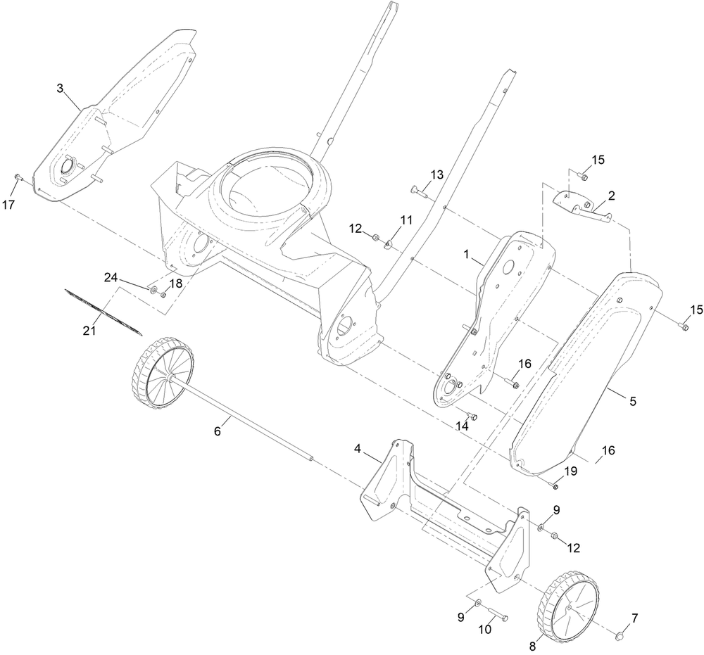 Frame Assembly Diagram and Parts List for 38474 400000000 - 412699999 Toro Snow Blower