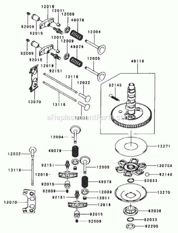 Valve/Camshaft Assembly Kawasaki Fh601v-S07 Diagram and Parts List for 74179 210000001-210999999 Toro Lawn Mower