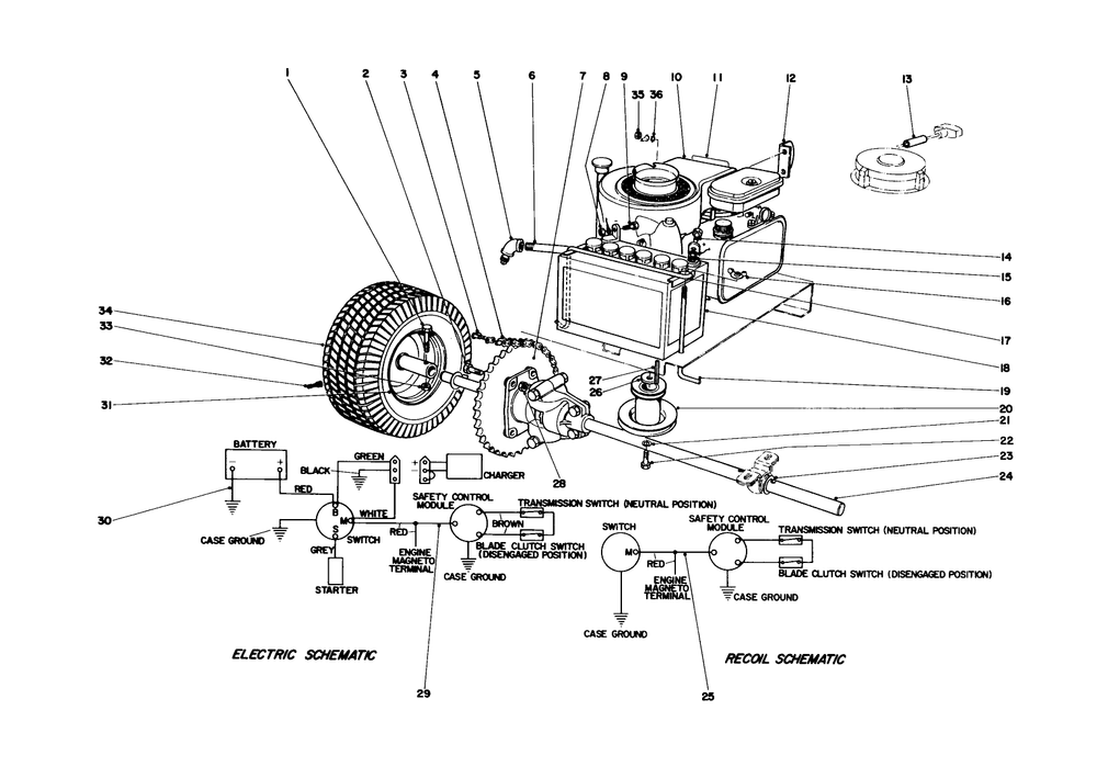 Engine And Differential Assembly Diagram and Parts List for 56575 2000001 - 2999999 Toro Lawn Tractor