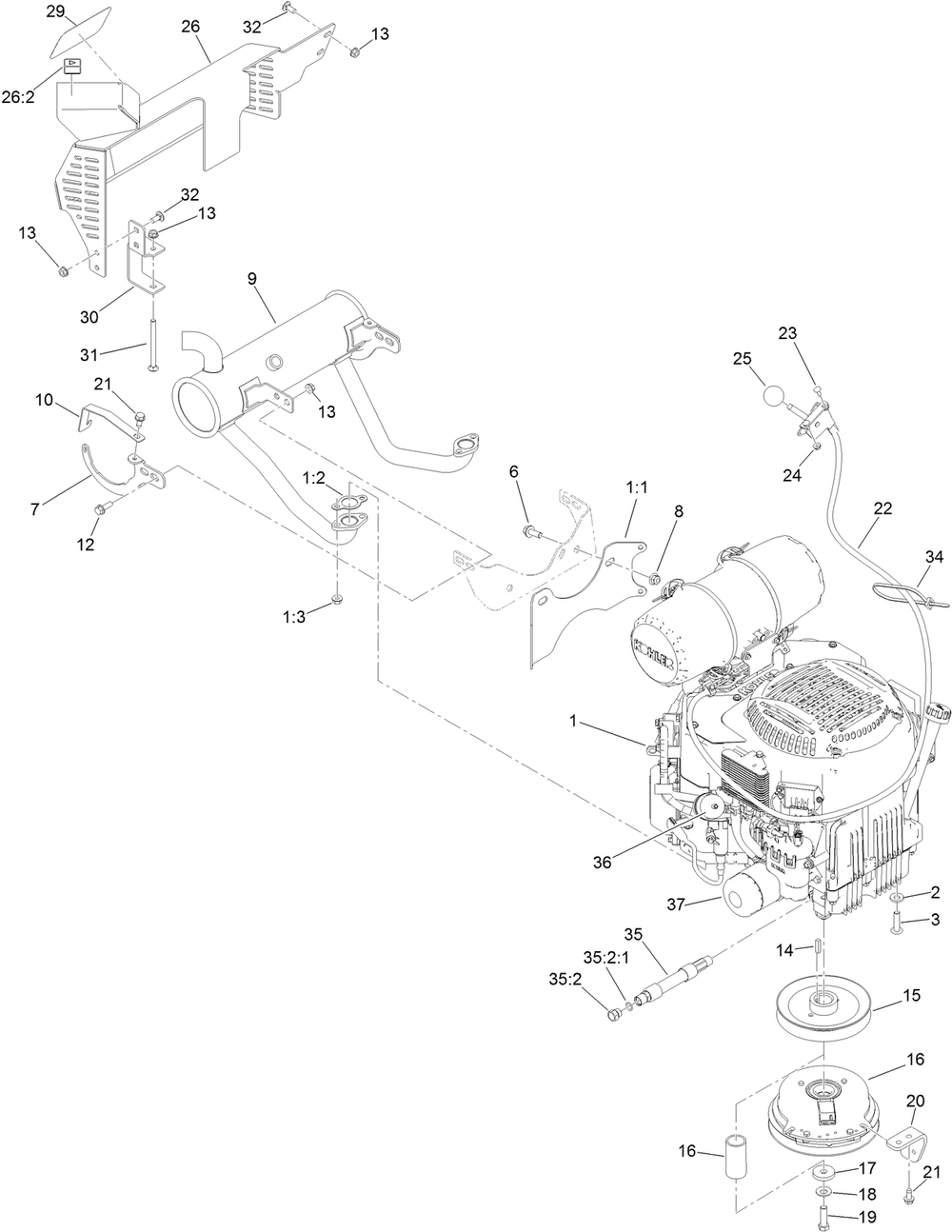 Engine Assembly Diagram and Parts List for 72513 400000000-407087931 Toro Lawn Mower