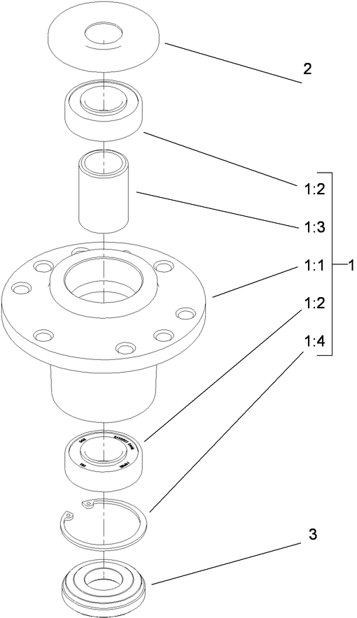 Cutter Housing Assembly Diagram and Parts List for 22200TE (310000001-310999999)(2010) Toro Lawn Mower