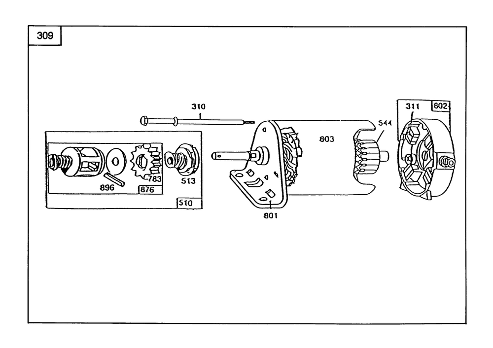 Starter-Briggs & Stratton No. 286707-0119-01 Diagram and Parts List for 56176 1000001 - 1999999 Toro Lawn Tractor