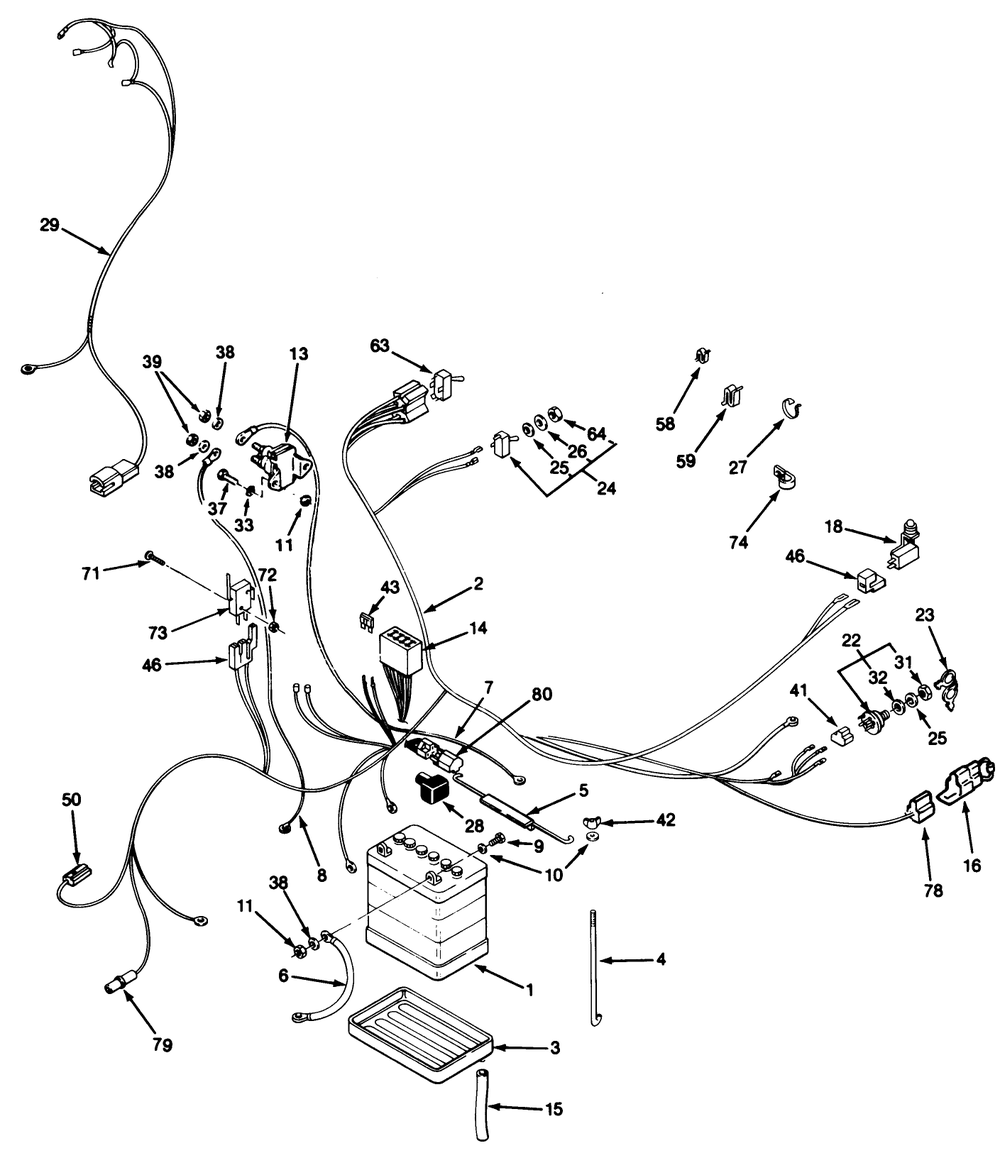 Electrical System Assembly Diagram and Parts List for 32-10B503 2000001 - 2999999 Toro Lawn Tractor