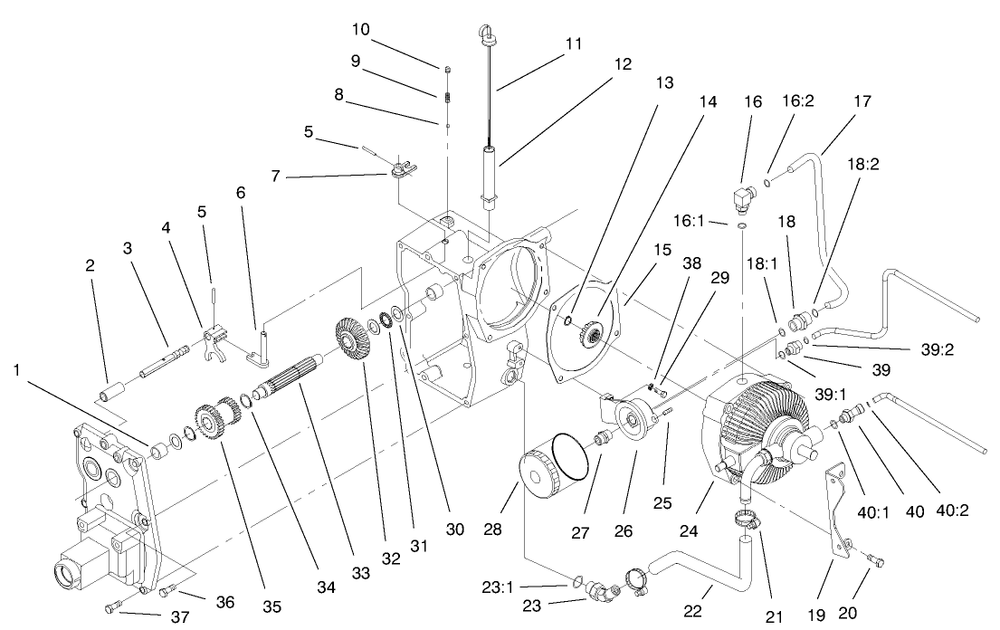 Hydro Transaxle Assembly Diagram and Parts List for 73542 9900001 - 9999999 Toro Lawn Tractor