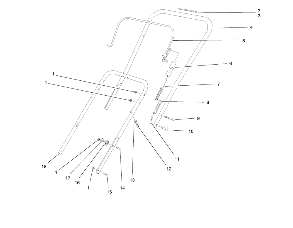 Handle Assembly Diagram and Parts List for 38409 8900001 - 8999999 Toro Snow Blower