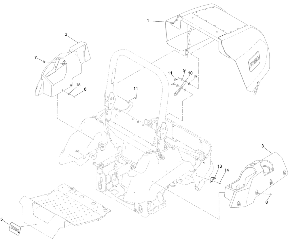 Hood And Tank Cover Assembly Diagram and Parts List for 74072 403226744-404399999 Toro Lawn Mower