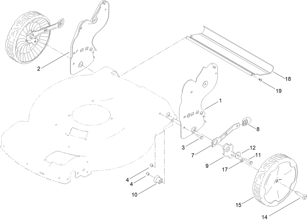 Rear Wheel And Height-Of-Cut Assembly Diagram and Parts List for 21770 400000000 - 411913203 Toro Lawn Mower