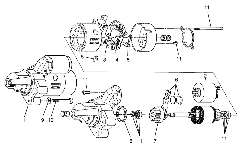 Starter Assembly Diagram and Parts List for 74021 490001 - 499999 Toro Lawn Tractor