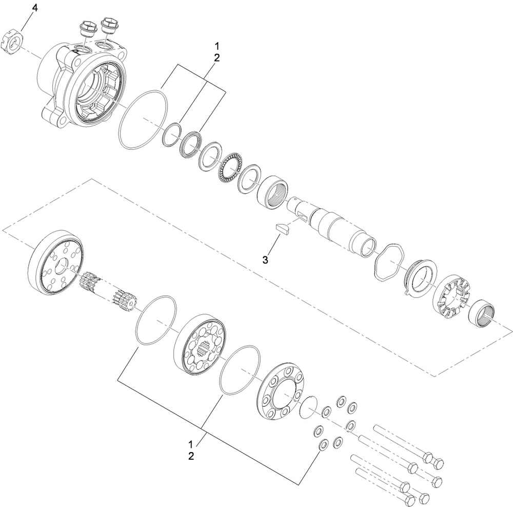Hydraulic Motor Assembly Diagram and Parts List for 74450TE (290000001-290999999)(2009) Toro Lawn Mower