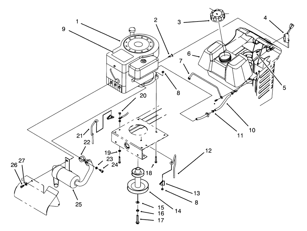 Engine Assembly Diagram and Parts List for 71180 3900001 - 3999999 Toro Lawn Tractor