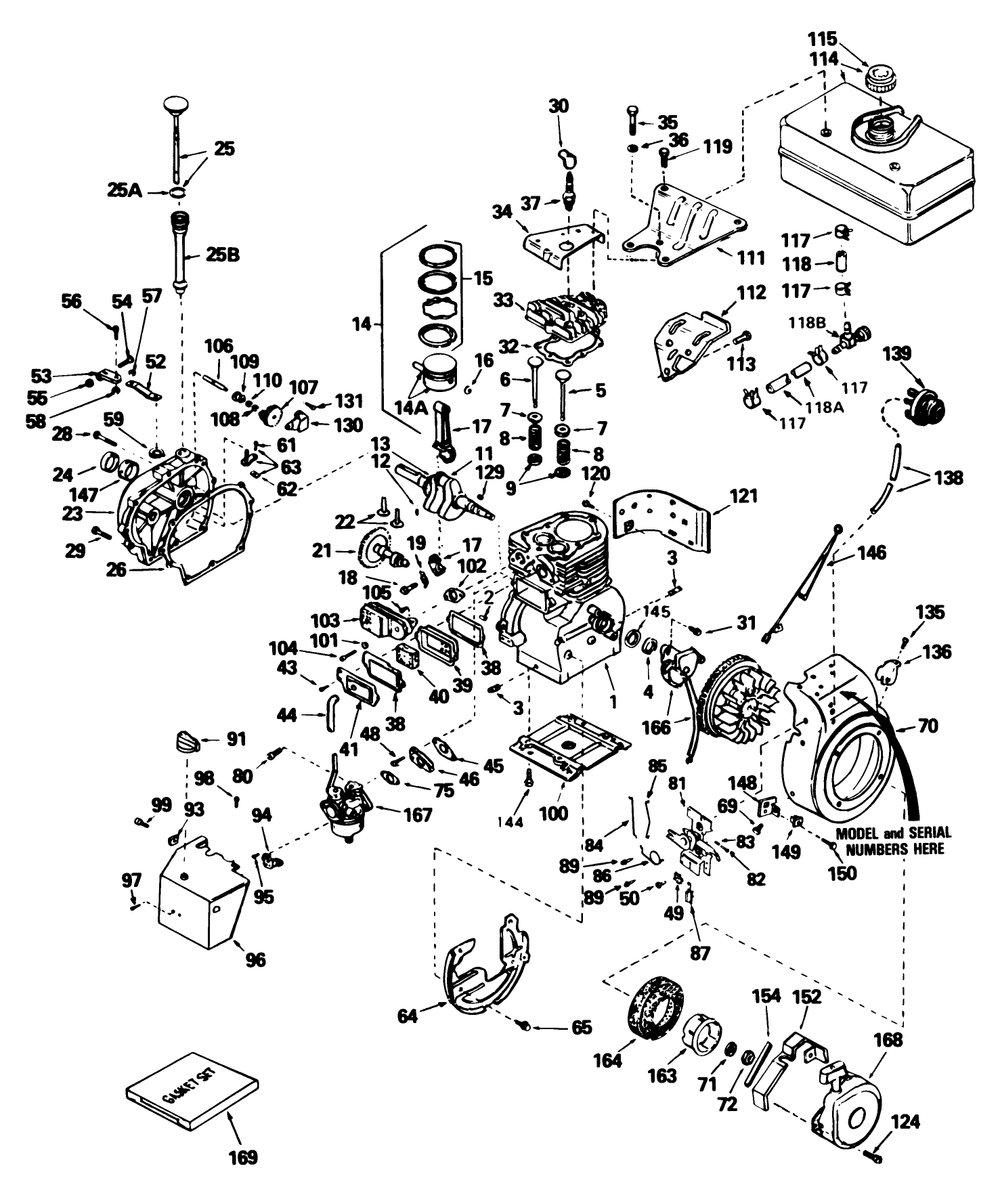 Engine, Tecumseh Model No. H70-130176h (7 H.P. Snowthrower Model No. 38050) Diagram and Parts List for 38050 4000001 - 4999999 Toro Snow Blower