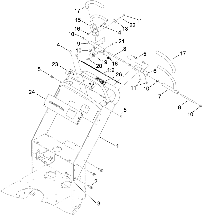 Upper Control Assembly Diagram and Parts List for 38494 (290000001-290999999)(2009) Toro Lawn Mower