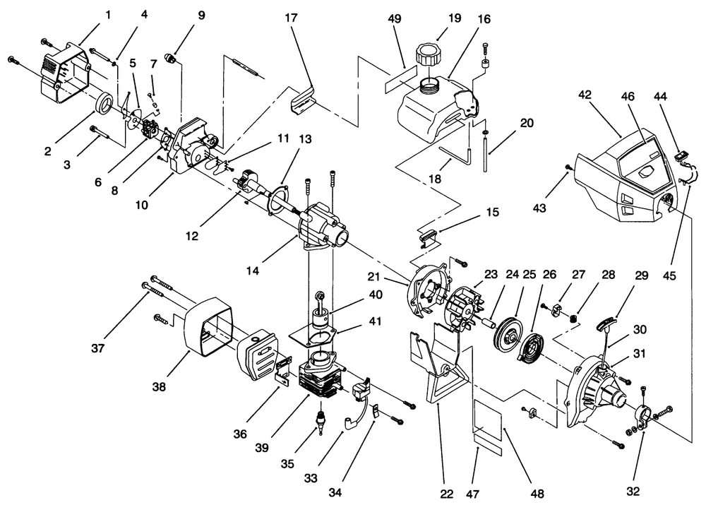 Engine Assembly Diagram and Parts List for 51906 69000001 - 69999999 Toro Trimmer
