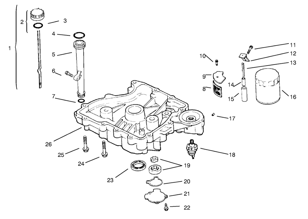 Oil Pan/Lubrication Diagram and Parts List for 72045 8900001 - 8900399 Toro Lawn Tractor